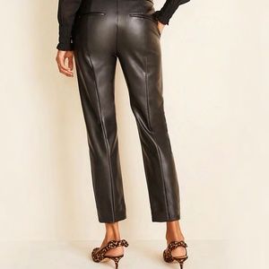 Ann Taylor Black Faux Leather Pants w/side Zip